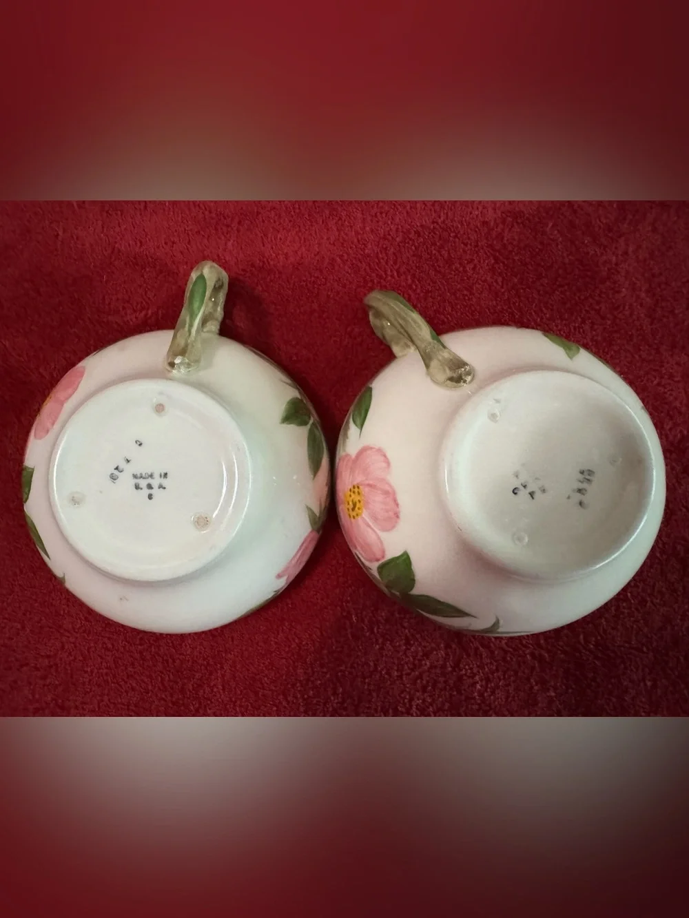 Franciscan Dessert Rose Ceramic Tea Cups with Pink Floral Motif (2)